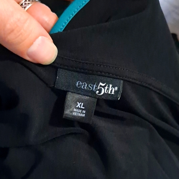 Flirty East 5th black and turquoise ruffle wrap dress, sz XL - Picture 4 of 5